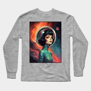Retro Astronaut Girl Long Sleeve T-Shirt